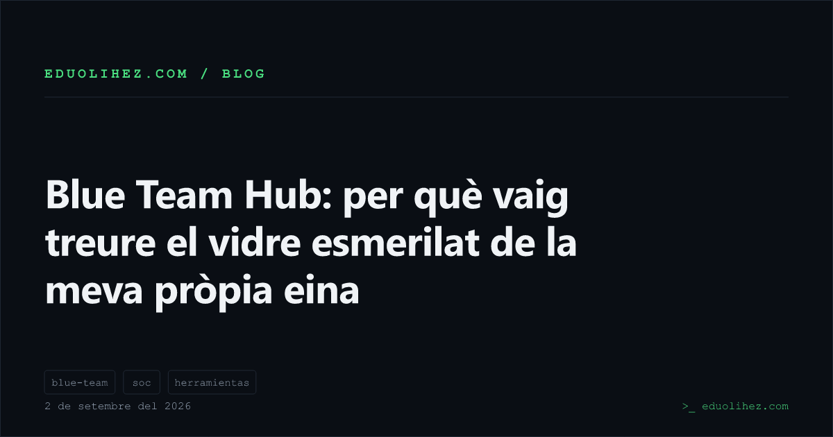 Blue Team Hub: per què vaig treure el vidre esmerilat de la meva pròpia eina