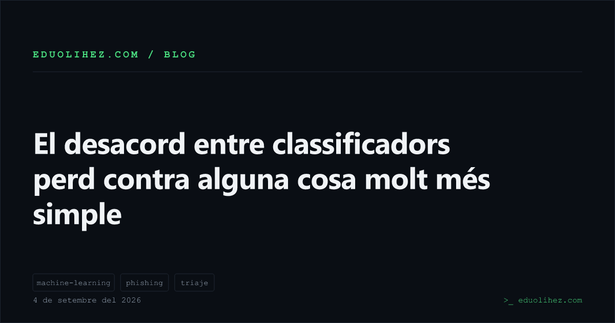 El desacord entre classificadors perd contra alguna cosa molt més simple