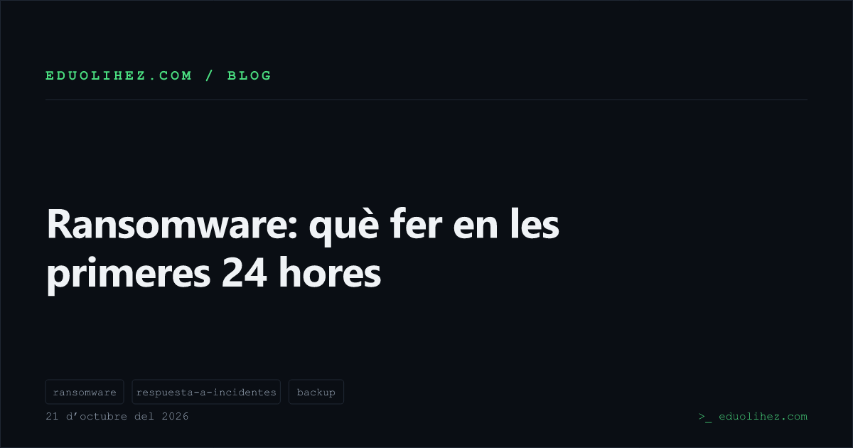 Ransomware: què fer en les primeres 24 hores